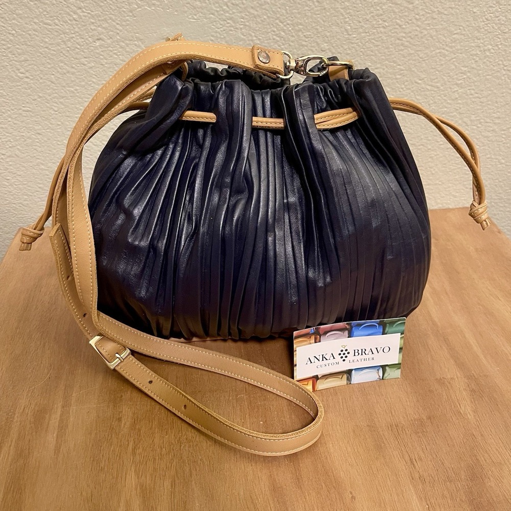 NWOT Anka Bravo Madrid Artisan Designer Leather Bag Pleated Quiet Luxury